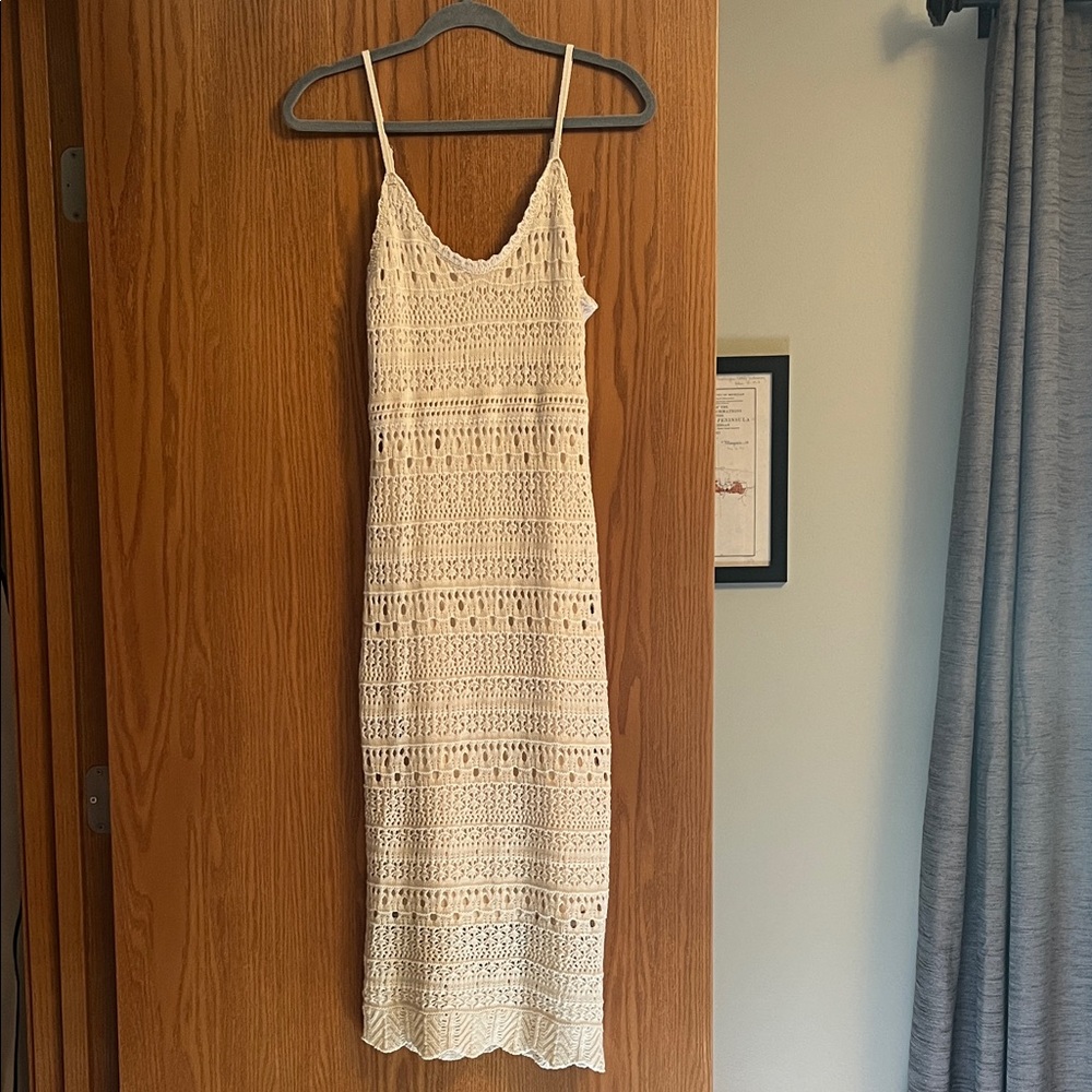 Freshman Cream Crochet Midi Dress